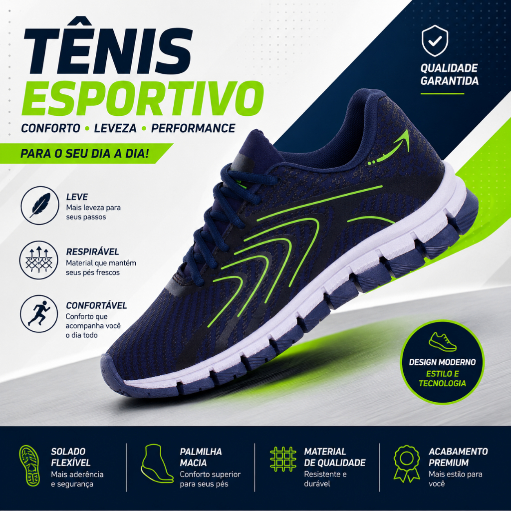 Tênis Olym Esportivo Dynam Academia Caminhada Leve Confortável Unissex 34 ao 43