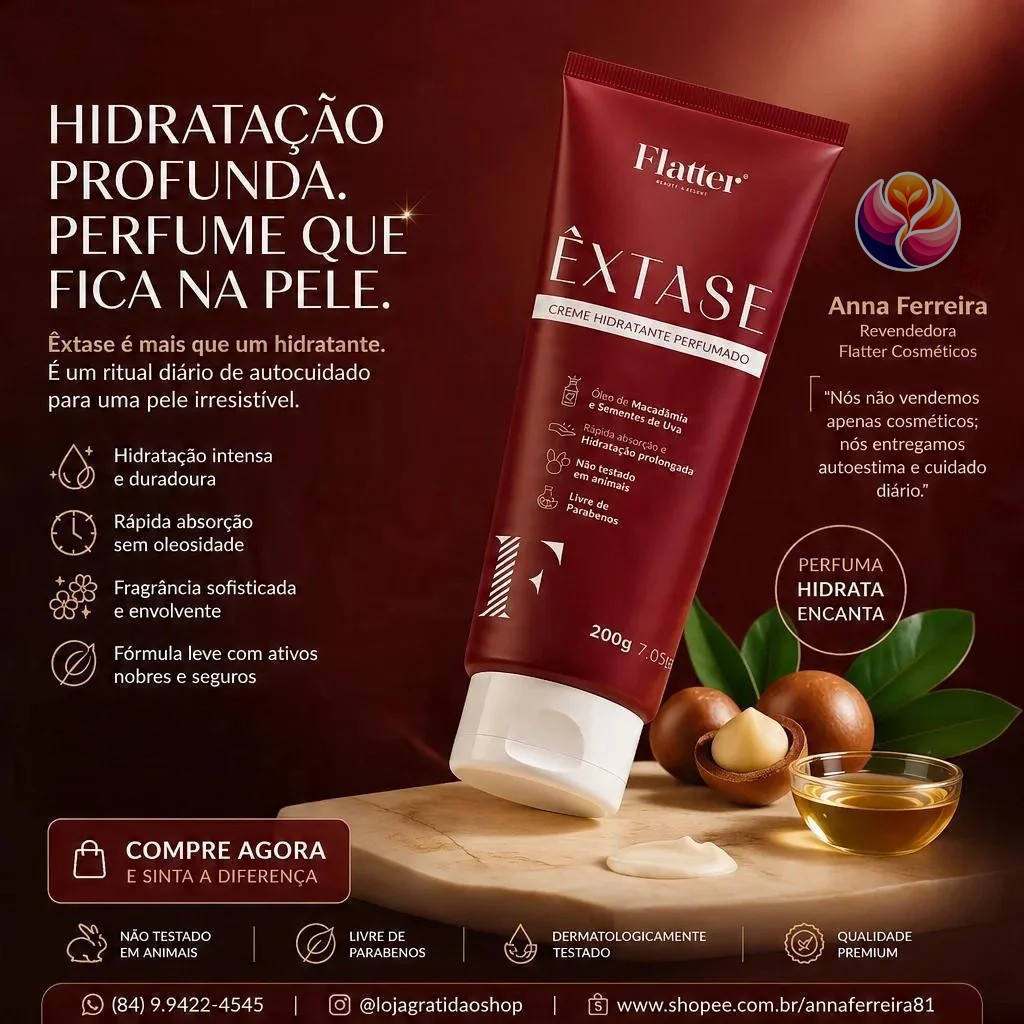 Creme Hidratante Perfumado Flatter 200g - extase olym love rouge livery