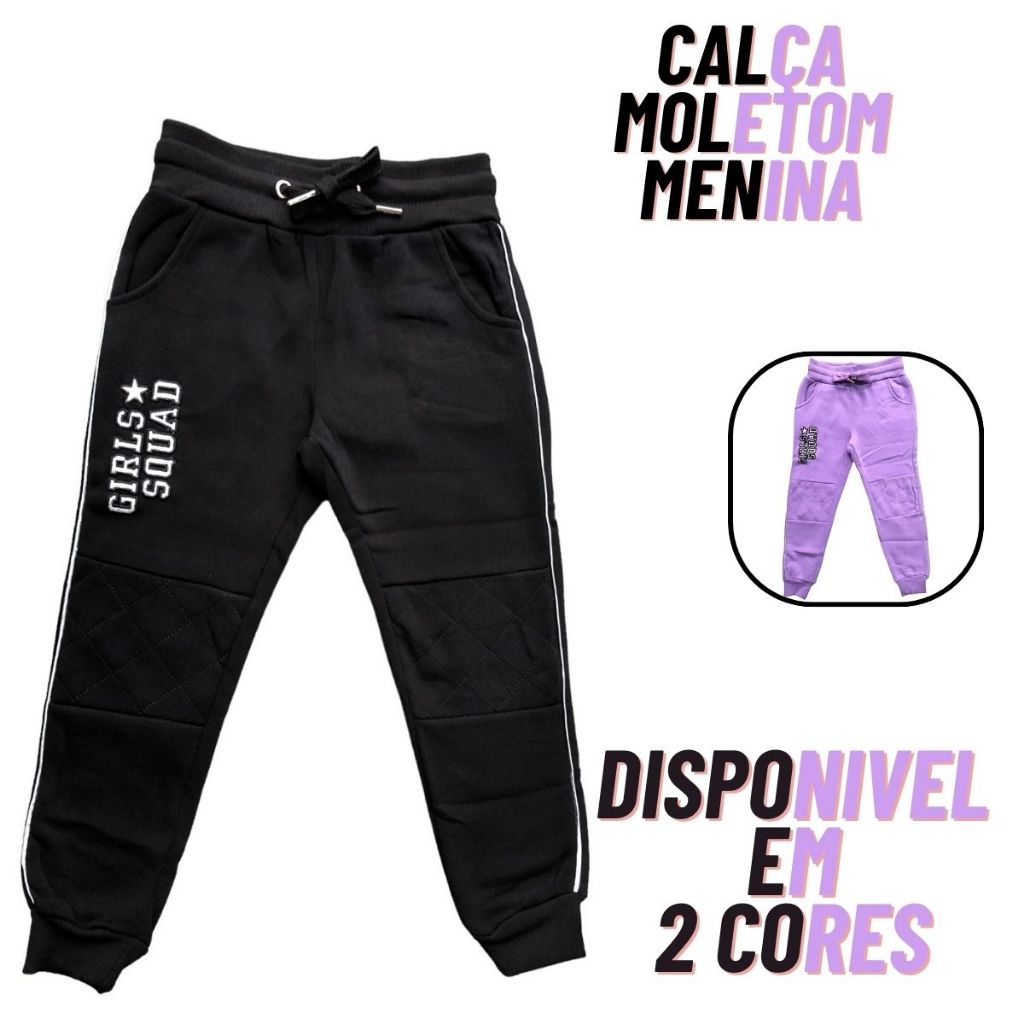 Calça Moletom Infantil Menina Olyns Flanelada Kids Premium
