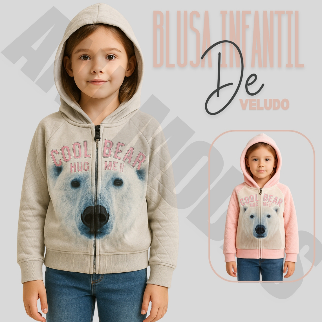 Blusa Plush Infantil Menina Kids Camurça Olyns Aberta