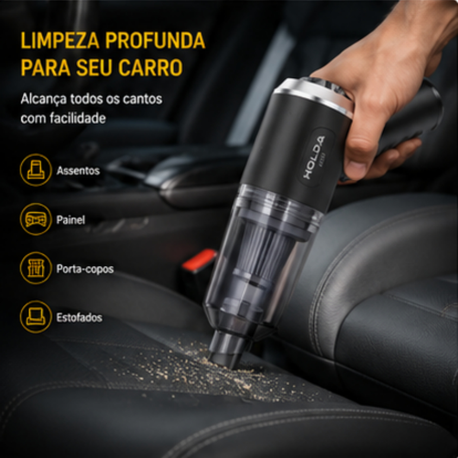 Aspirador de Pó Portátil Holda H830 3 em 1, 120W, Sem Fio, Recarregável USB para Carro e Casa