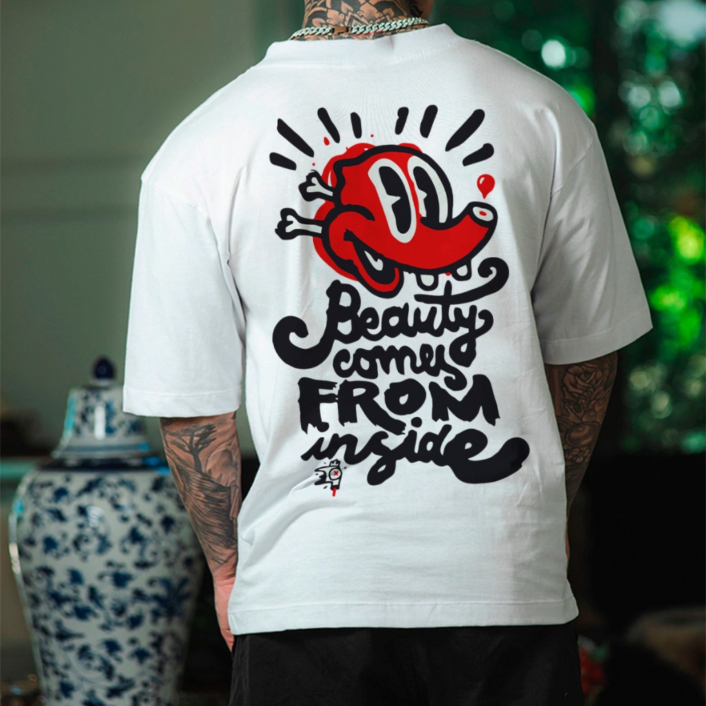 Camiseta Oversized Camisa StreetWear Beauty Inside Envio Imediato Malhão Premium OVER-289