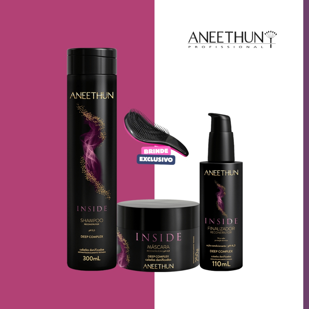 Aneethun Kit Reconstrucao Inside System Shampoo Mascara Finalizador Original
