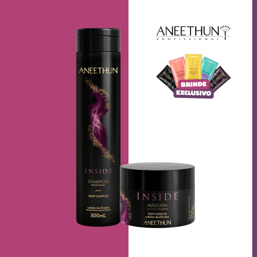 Aneethun Kit Reconstrucao Inside Shampoo 300ml Mascara 250g Original