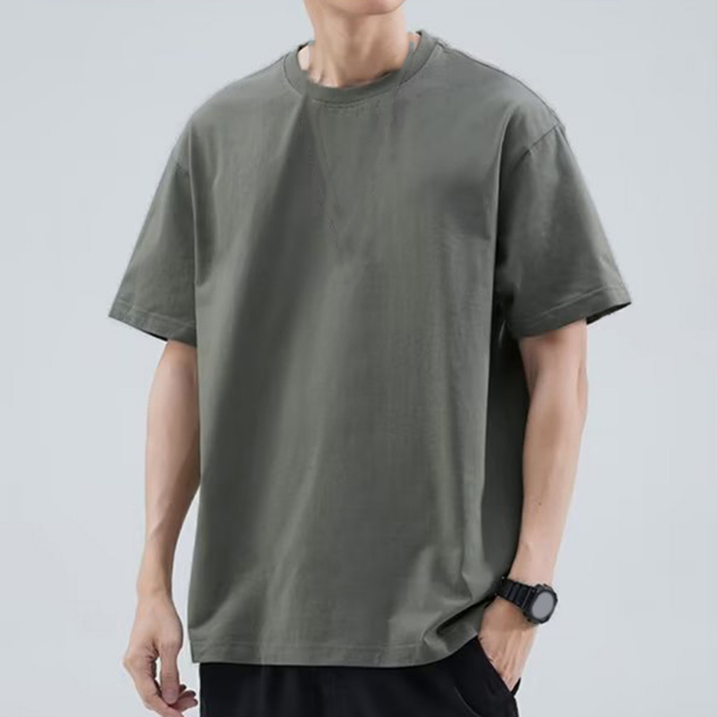 Summer Men T-shirt Comfortable Tee Men's Solid Color Casual Round Neck Short Sleeve Loose Fit for Daily Life Parties Str
