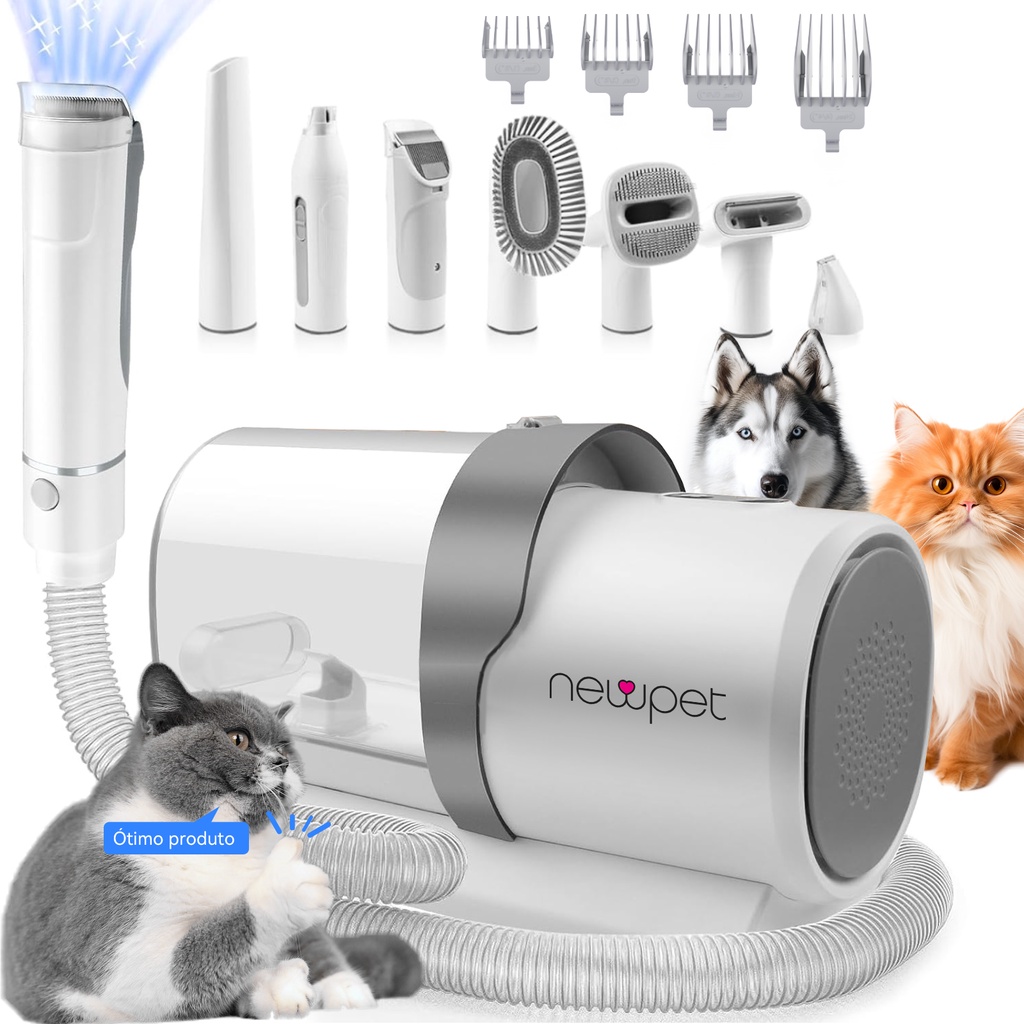7in 1 Pet Clipper Grooming e Vacuum Kit Tecnologia de baixo ruído Pega 99% de cabelo 110v / 220v