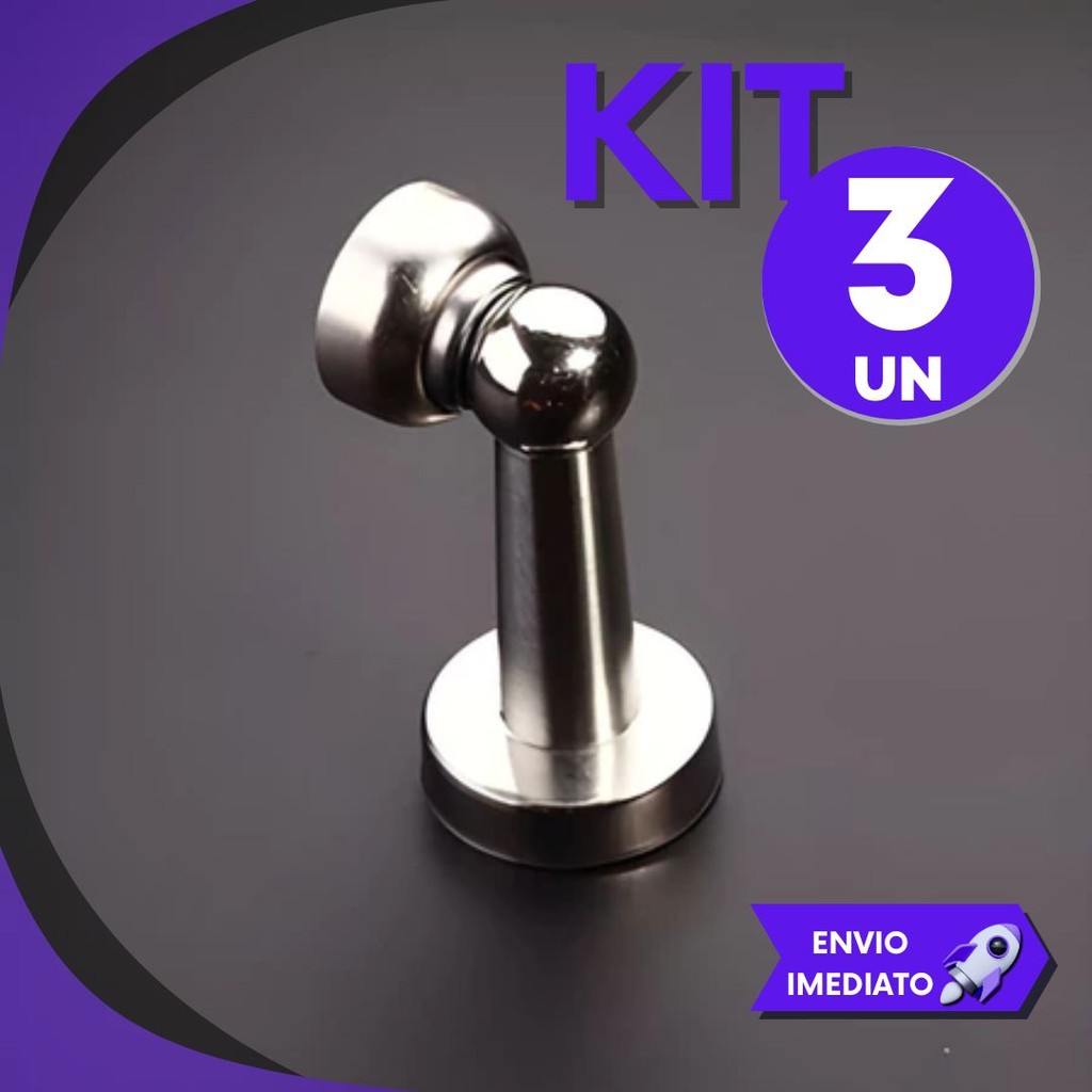 Kit 4/3/2/1 Un Trava Antibatida Magnético Porta Design Sofisticado Aço Inox P/ Casa Moderna
