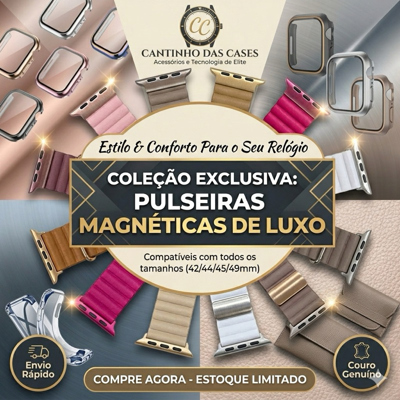 Pulseira Magnética Ajustável Design Moderno Para Relógio Inteligente Diversas Cores - Tam: 42mm