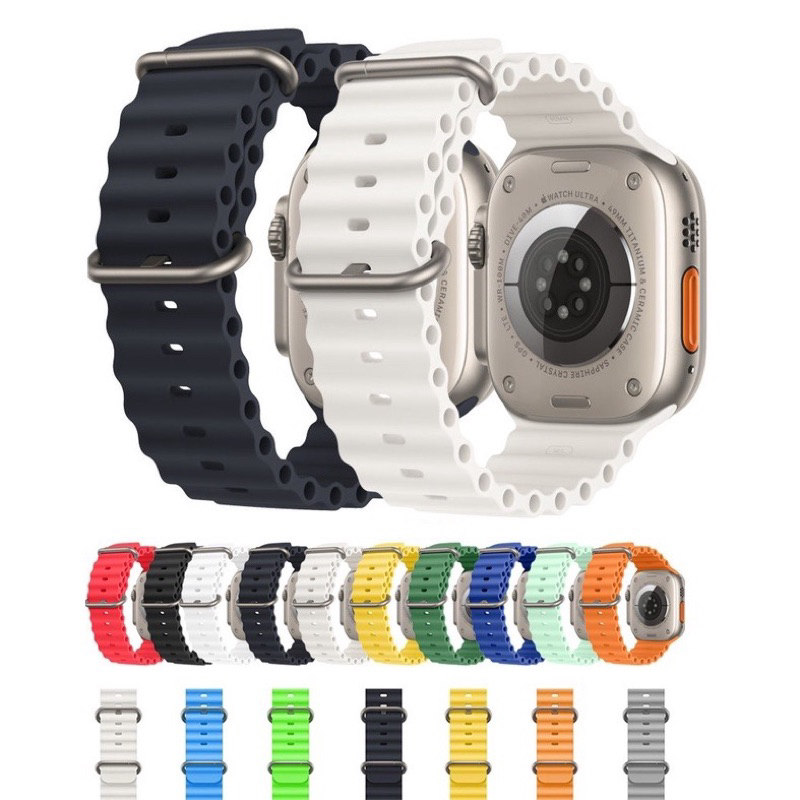 Pulseira de Silicone Oceano para Smartwatch Apple Watch  41mm 40mm 38mm 49mm 45mm 44mm 42mm Ocean Ultra