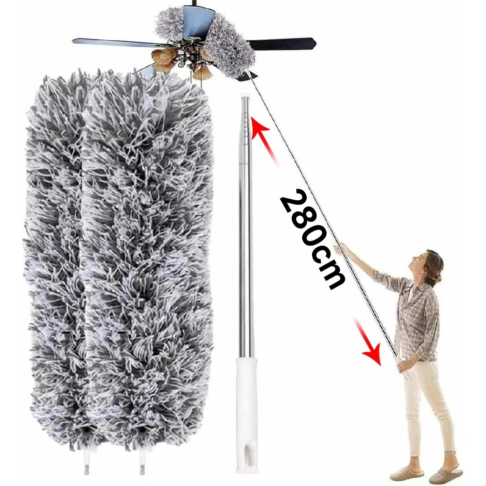 Espanador 280 Centímetros Ajustável Telescópica Dobra Duster/Casa Telhado Aranha Teia Teto Cama Mesa Cleaner/Escova De