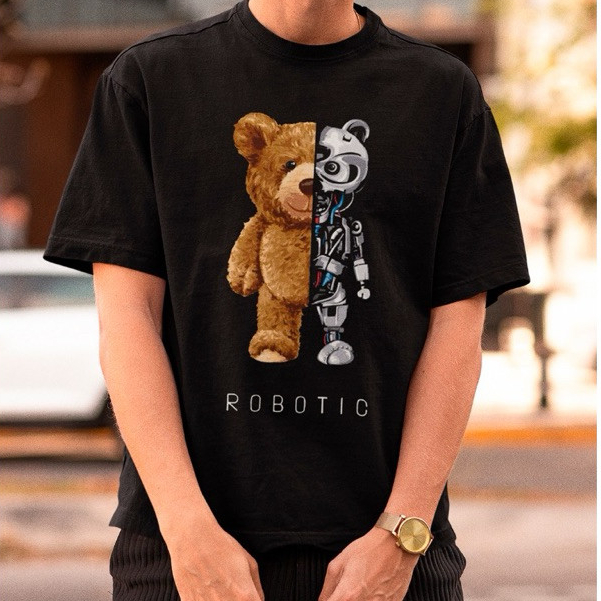 Camiseta Masculina Básica Urso Robotic Blusa Streetwear Envio Imediato