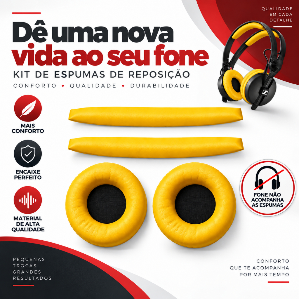Espuma Almofada Azul Para Fone Sennheiser Hd25 / Amperior