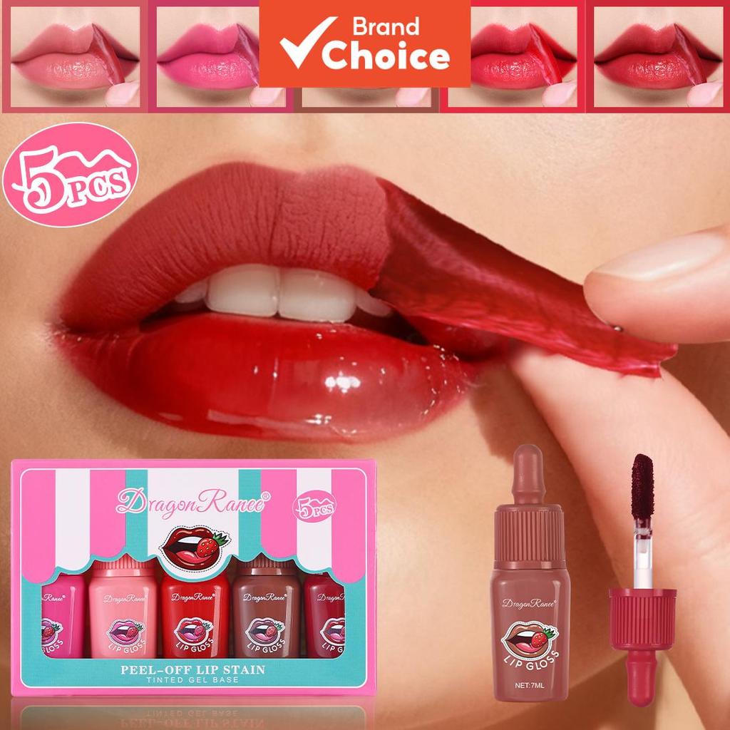 Conjunto De 5 Peças De Bálsamo Labial Fosco Removível Dragon Ranee-Design De Mamadeira De Longa Duração , Escolha Maquia
