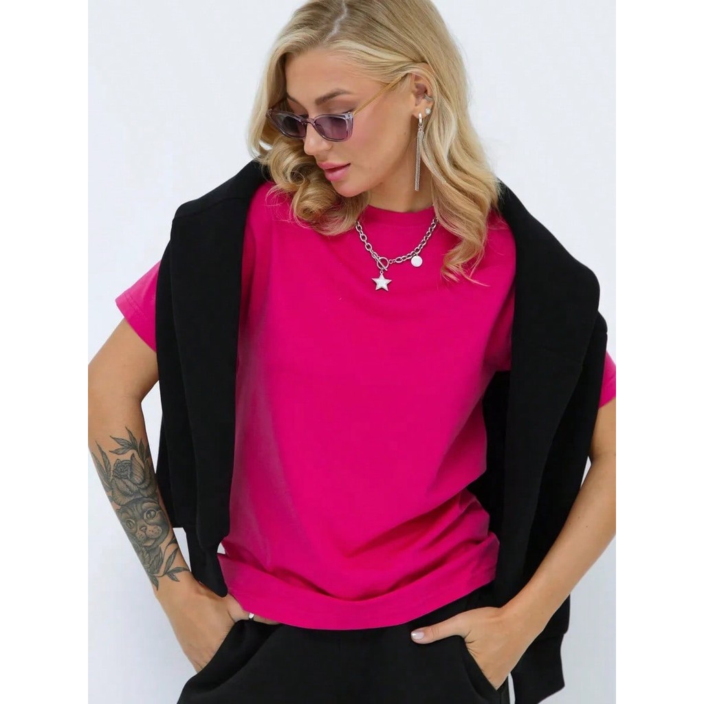 Camiseta Lisa Pink Feminina Várias Cores Básica Lançamento 100% Algodão Novo