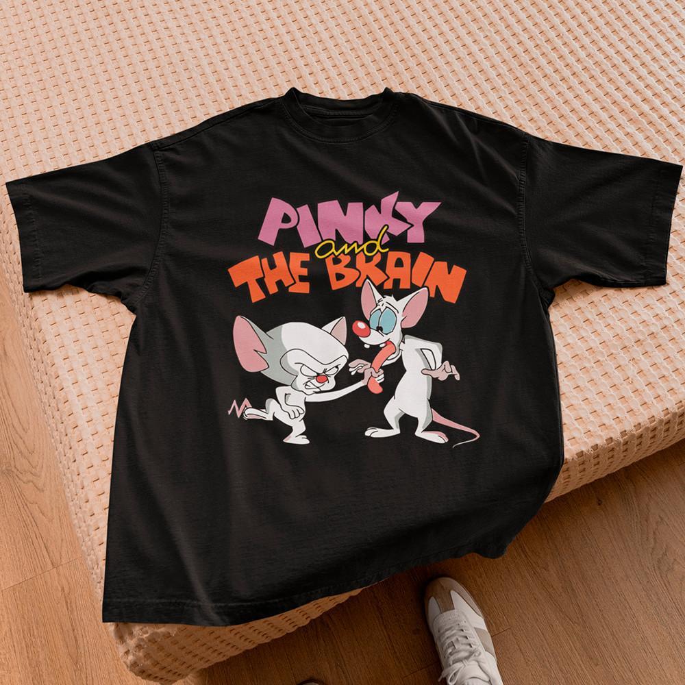 Camiseta Feminina Pink Cérebro Blusa Unissex Estampada Desenho Animado Dia Dia Algodão Premium