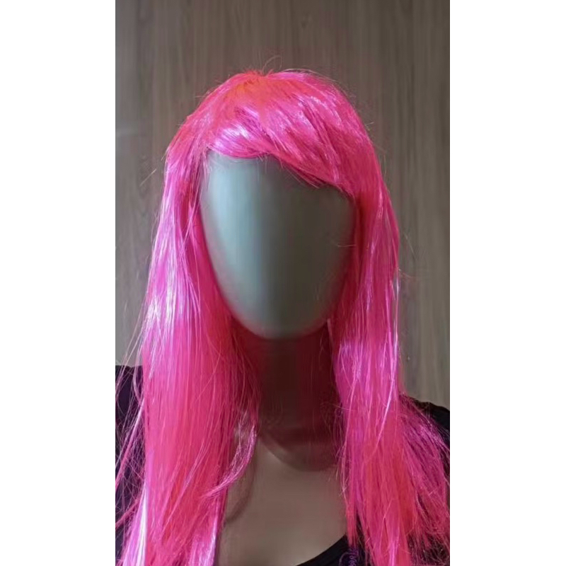 PERUCA LONGA LISA | COR: ROSA PINK | PERUCAS PARA COSPLAY | FANTASIA | APLIQUES | LACES
