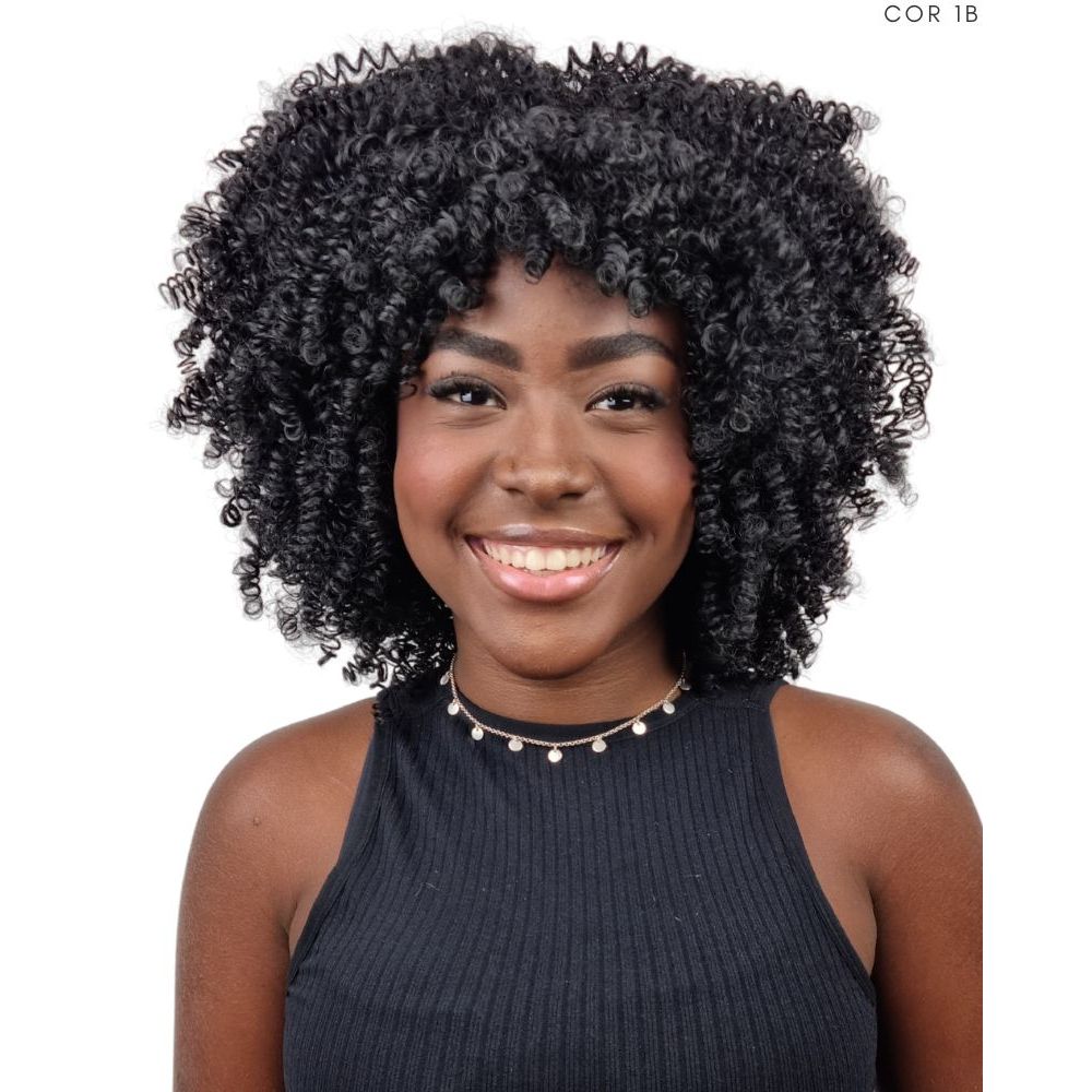 Lace Wig Diva Black com Franja - Pink Hair