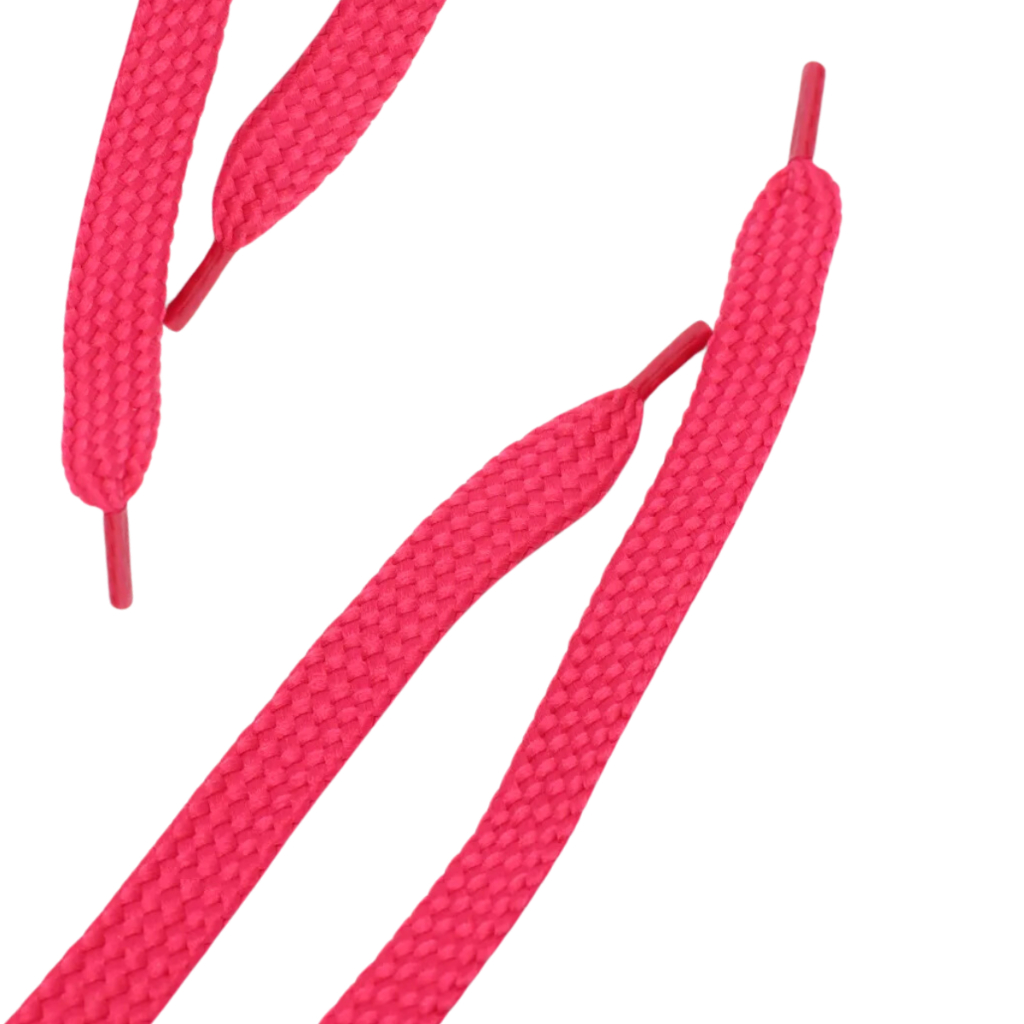 Par de Cadarços Rosa Pink Neon Achatado Para Tênis Moleton Atacador