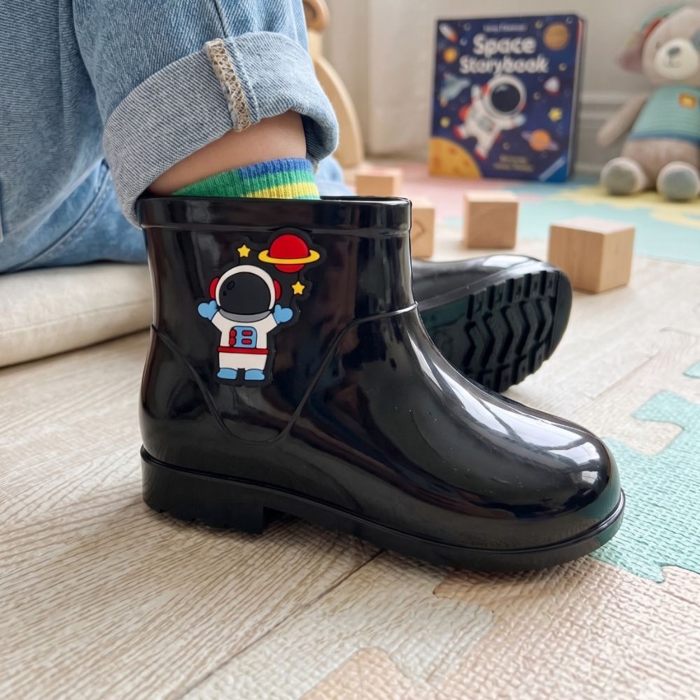 Galocha Coturno Bota Confortavel Astro Preto Marinho Menino Antiderrapante