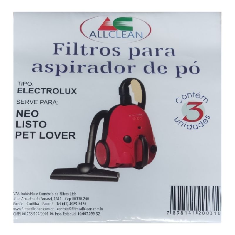Filtro aspirador de pó Electrolux Neo, Listo  e Pet LOVER
