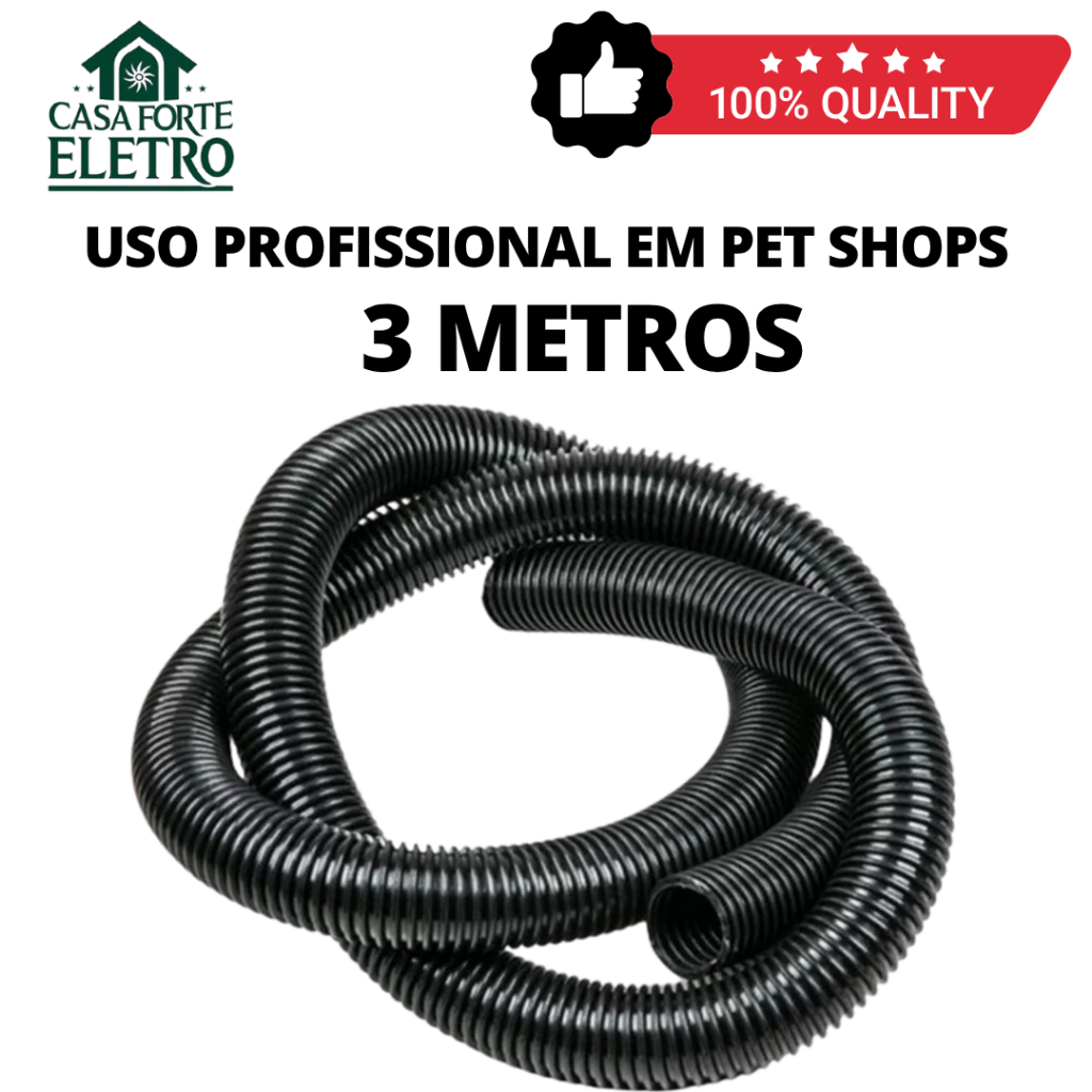 Mangueira Flexível Reforçada 3m 32mm para Soprador Pet Kyklon Kondor Trino Genesis Graça Minag