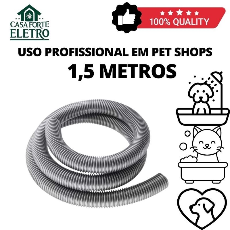 Mangueira Flexível Reforçada 1,5 metros 32mm P/ Soprador Pet Kyklon Kondor Trino Genesis Graça Minag