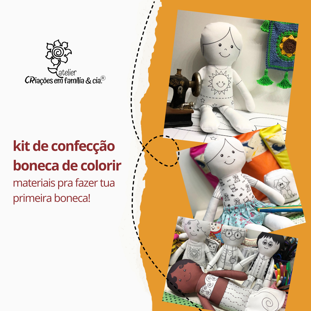 Kit experiência: boneca pra pintar e lavar