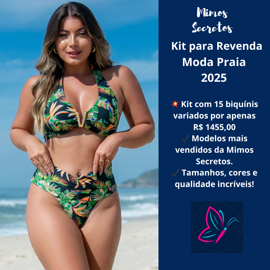 Kit 15 Peças - Conjuntos de Biquinis + Maios para Revendas - Moda Praia 2025