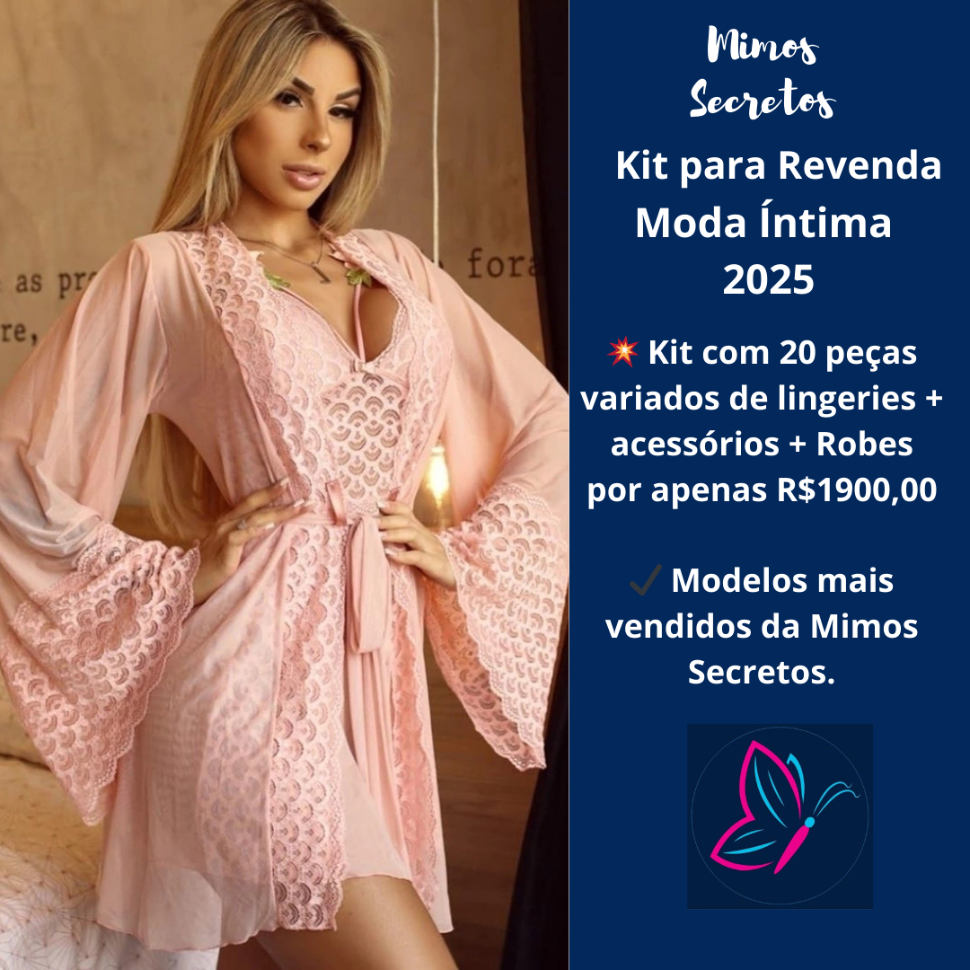 Kit com 20 Peças - Conjuntos de Lingeries + Acessórios + Robes - Moda Intima 2025