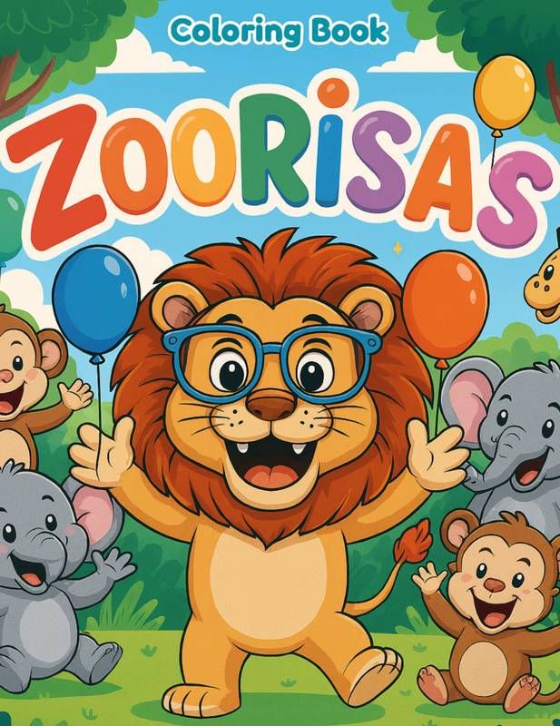 ZooRisas – Livro Infantil de Colorir | 50 páginas educativas