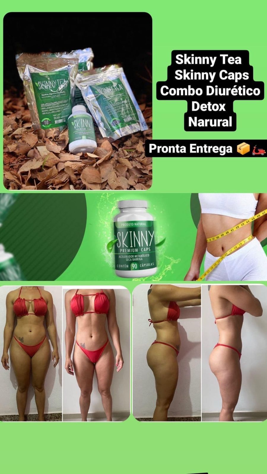 Skinny Tea +Skinny Caps – Diurético Detox | Seca Barriga