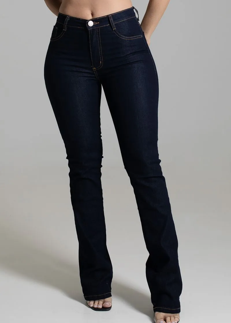 Calça Jeans Feminina Azul Escuro Sawary Boot Cut – Conforto e Estilo para Todas as Ocasiões