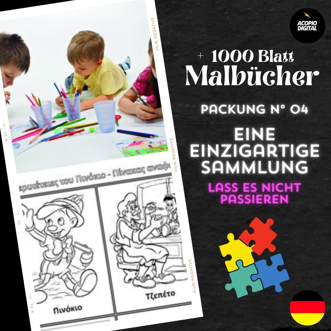 Kindergeschichten zum Ausmalen | Über 1000 Seiten in 11 exklusiven PDFs | Packung Nr. 04