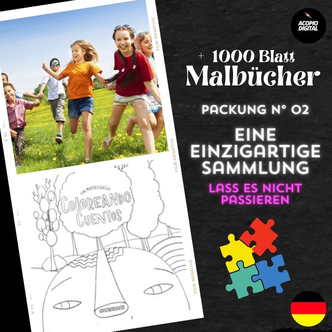 Kindergeschichten zum Ausmalen | Über 1000 Seiten in 11 exklusiven PDFs | Packung Nr. 02
