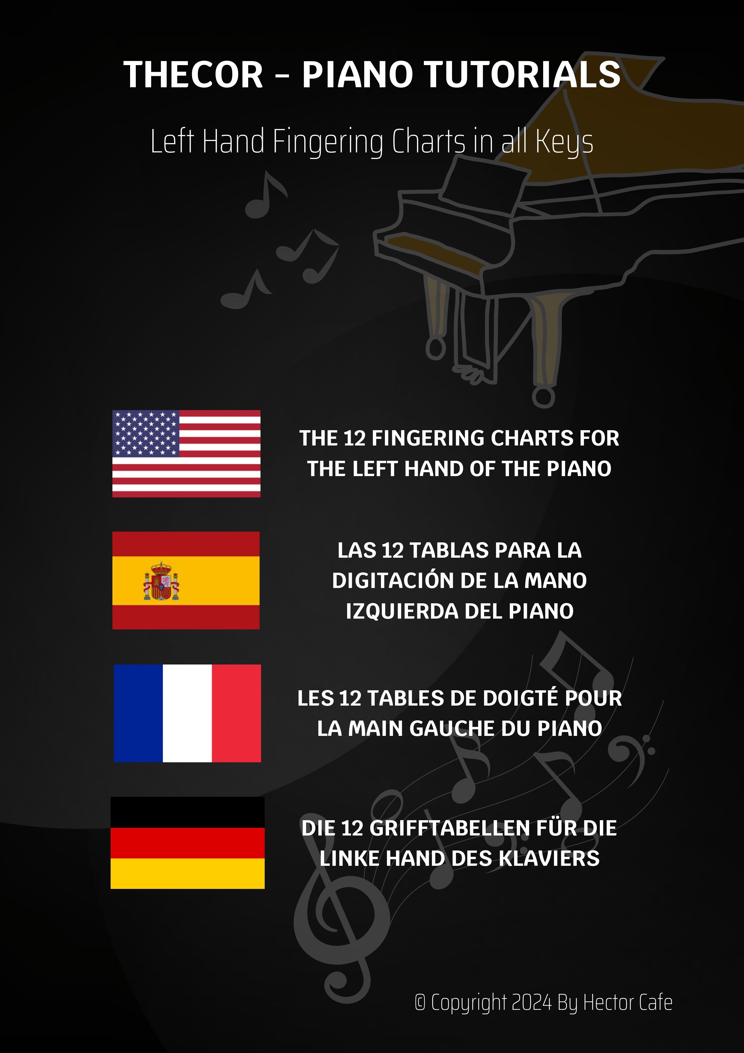DIE 12 GRIFFTABELLEN FÜR DIE LINKE HAND DES KLAVIERS