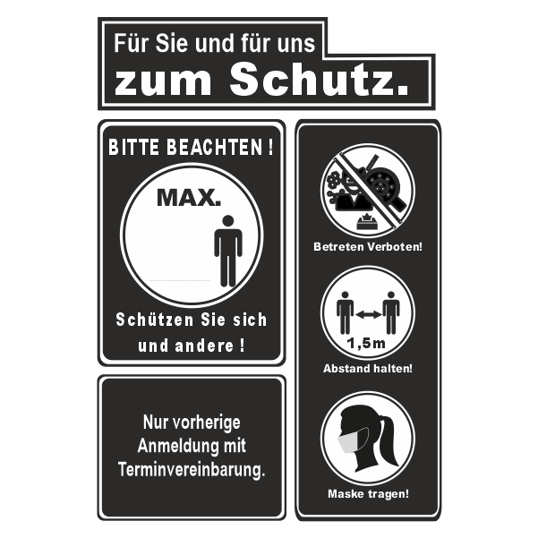 Plakat für Schaufenster Corona-Virus