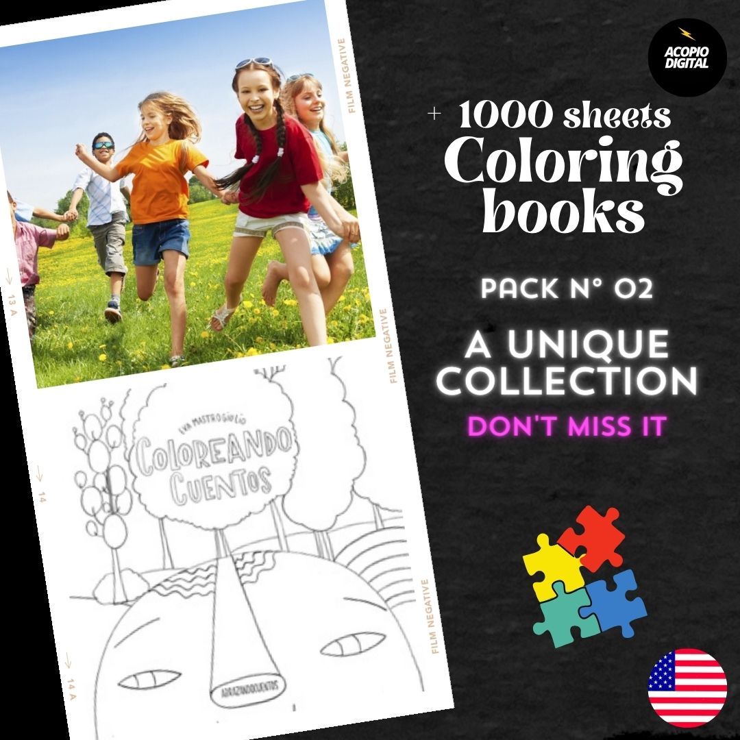 Children's Coloring Stories | 1000+ Pages in 11 Exclusive PDFs | Pack N° 02