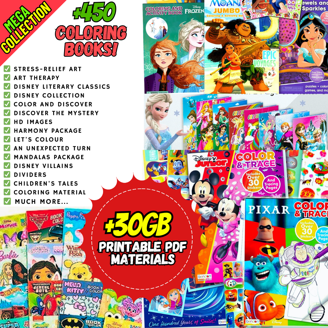 PACK +450 DISNEY COLORING BOOKS ???????????????? | ⚡️ +30GB OF PRINTABLE PDFS!????