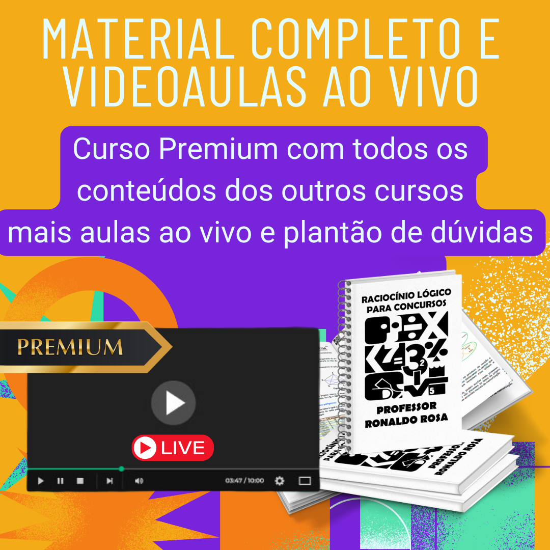 Combo - Curso completo de Matemática e Raciocínio Lógico para concursos com aulas ao vivo! - 40% de desconto até final de Fevereiro!