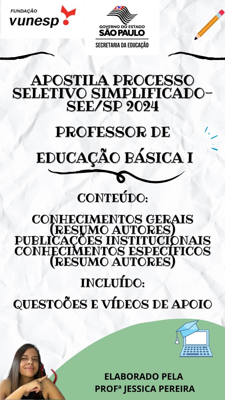 APOSTILA PROCESSO SELETIVO ESTADO DE SÃO PAULO 2025: PROFESSOR ANOS INICIAIS