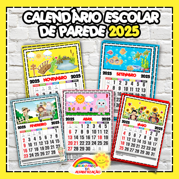 Calendário Escolar de Parede 2025