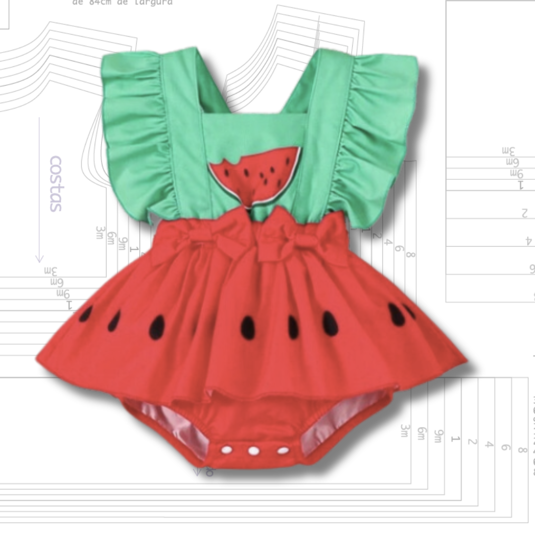 MOLDE ROMPER COM SAIA - GRADE RN A 4 ANOS