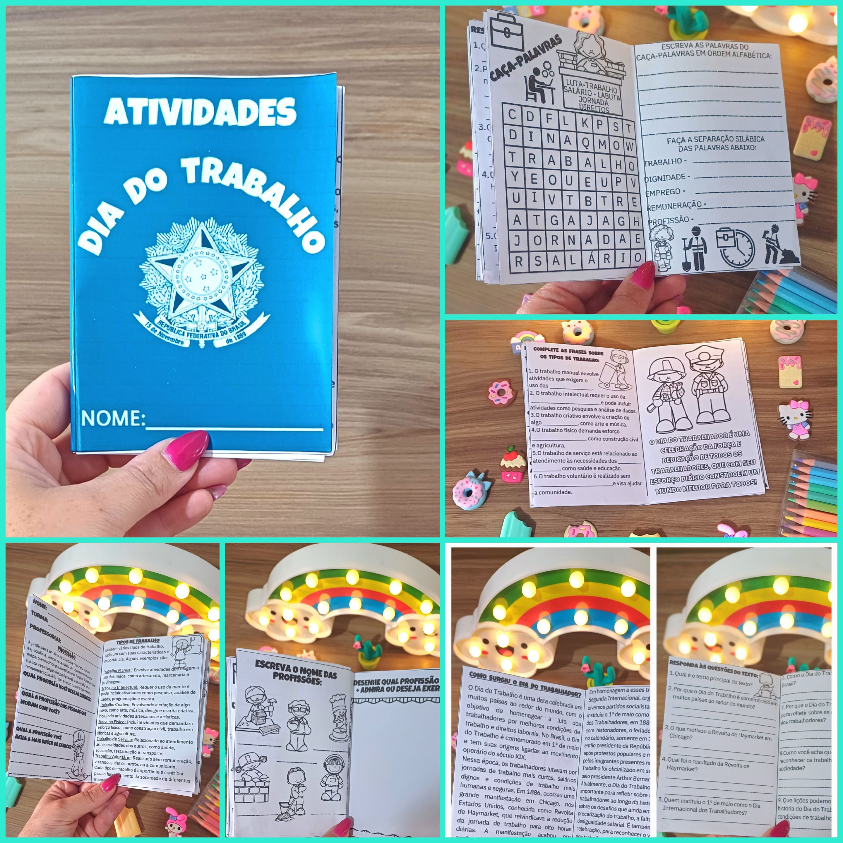 ATIVIDADES DIA DO TRABALHADOR EM FORMATO CARTEIRA DE TRABALHO