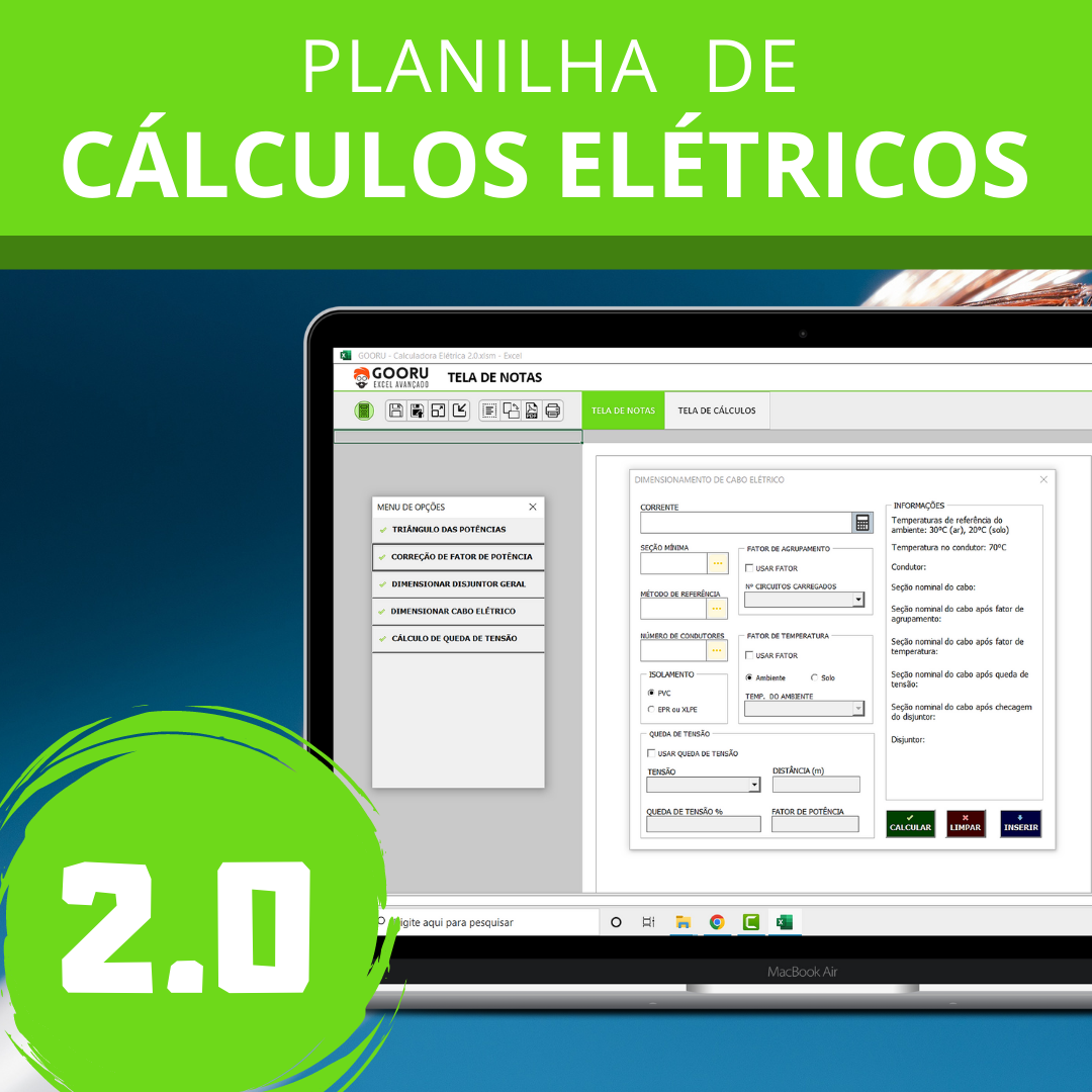 Planilha de Cálculos Elétricos 2.0