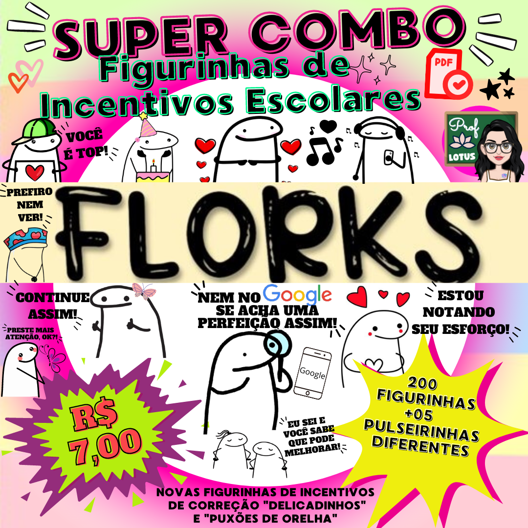 COMBO FIGURINHAS INCENTIVOS ESCOLARES FLORKS