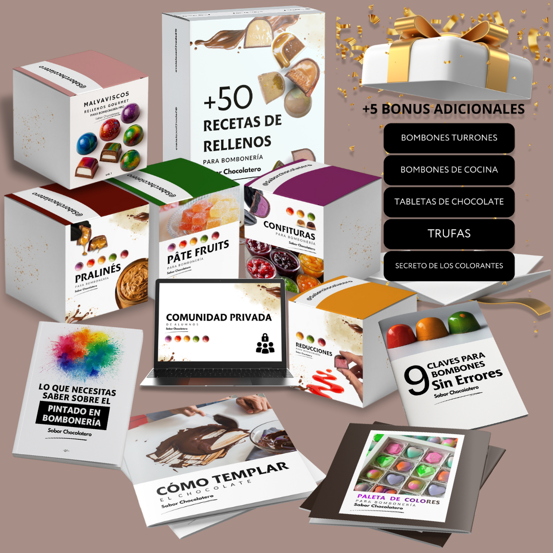 E-BOOK +50 RECETAS DE RELLENOS PARA BOMBONERÍA PRO + ACCESO EXCLUSIVO AL PACK DE RELLENOS GOURMET