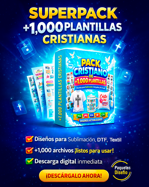 Super Pack Cristiano Digital +1,000 Plantillas para Sublimación, DTF, Serigrafía y Textil