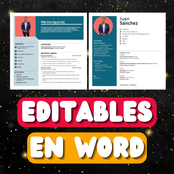 Paquete de 5 Currículum Vitae Para Hombres – Aumenta tus Oportunidades de Empleo