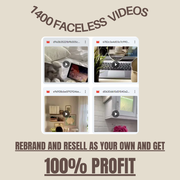 PACK 1400 VIDEOS ESTETICOS SIN ROSTRO/ DERECHOS DE REVENTA/ REELS DE INSTAGRAM / PLR MRR / MARKETING DIGITAL SIN ROSTRO/ PAQUETE VIDEO FACELESS + GRATIS GUIA CANVA
