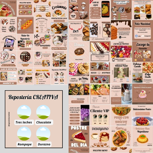 Pack 50 Plantillas Para Repostería y Panadería | Editables en Canva